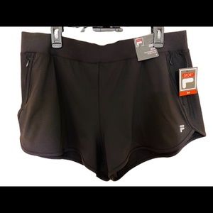 FILA RUNNING Gym Shorts Zipper Pockets XL Black